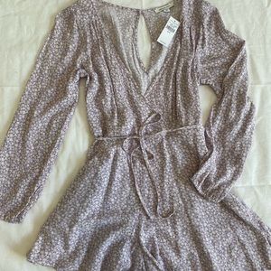 american eagle purple floral romper